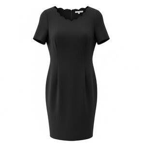 Talbots Elegant Black Scalloped Dress